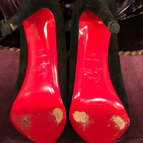 Louboutin Black & Nude Suede Booties - Picture 5 of 8